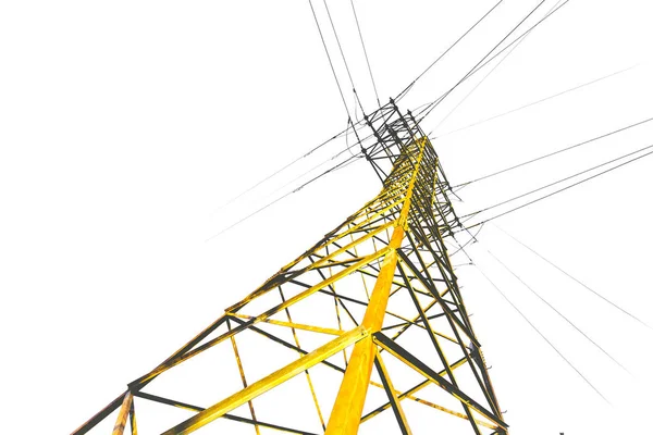 High voltage pole isolated on white background — Stock Photo, Image