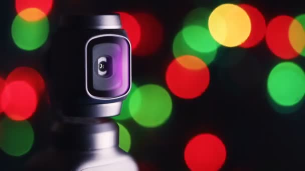 Gimbal camera on background bokeh — Stock Video