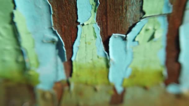 Ročník dřevo pozadí s peeling barva — Stock video