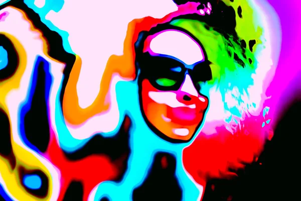 Mujer de arte pop con gafas en evento. Estilo acuarela — Foto de Stock
