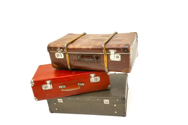 Vintage suitcase over white background. Isolated on white background — Stock Photo, Image