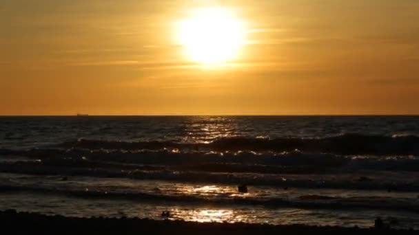 Baltık Denizi Kıyısında Parlak Günbatımı — Stok video