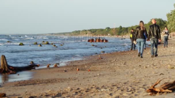 Kaliningrad Rosja Zachód 2018 Rozpoczęła Się Bałtyku Ludzie Chodzą Plaży — Wideo stockowe