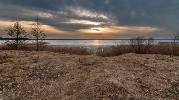 Pittoreske Avond Landschap Uitzicht Vanaf Kust Tot Een Mooie Dramatische — Stockfoto