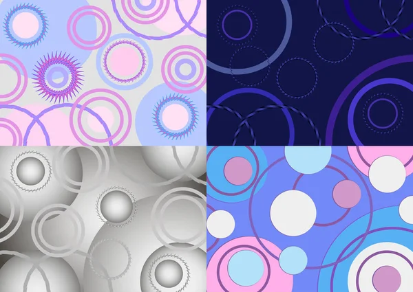Set of four abstract blue background with circles — Stock Vector