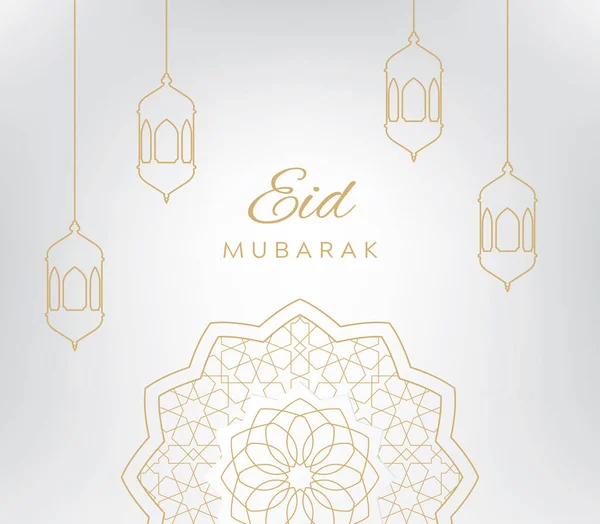 Projeto Eid Mubarak Com Mesquita Estilo Linha — Vetor de Stock