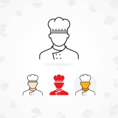 Chef şapka pişirme ile vektör anahat simgesini