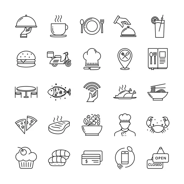 Restaurant Icon Set Für Infografiken Webseiten Und Printmedien Restaurant Und — Stockvektor