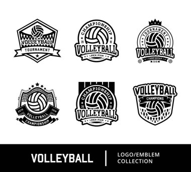 Spor voleybolu Logo, voleybol spor logo siyah beyaz dizi