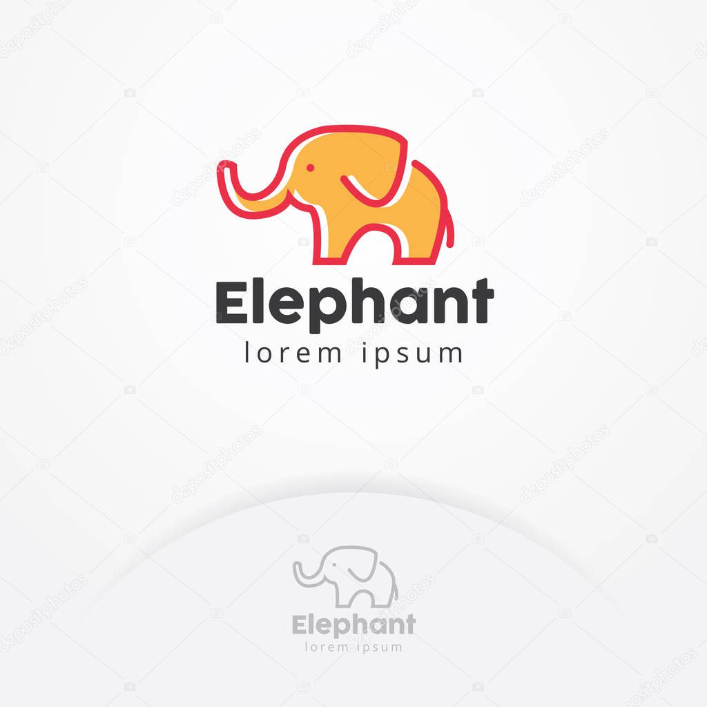 Baby elephant logo, Vector logo of a baby elephant with flat style, Simple and cute illustration of Elephant - Vector logo template