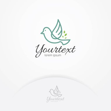 Mutluluk logo tasarım, vektör yaprak, kuş vektör logo şablonu ile uçan kuş kuş