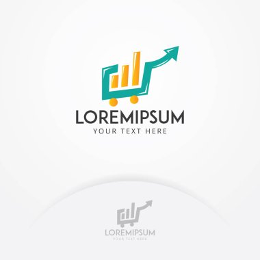 Borsa logo tasarımı, bar vektör çizim içinde alışveriş sepeti diyagramını oluşturun. İş ve borsa logo şablonu
