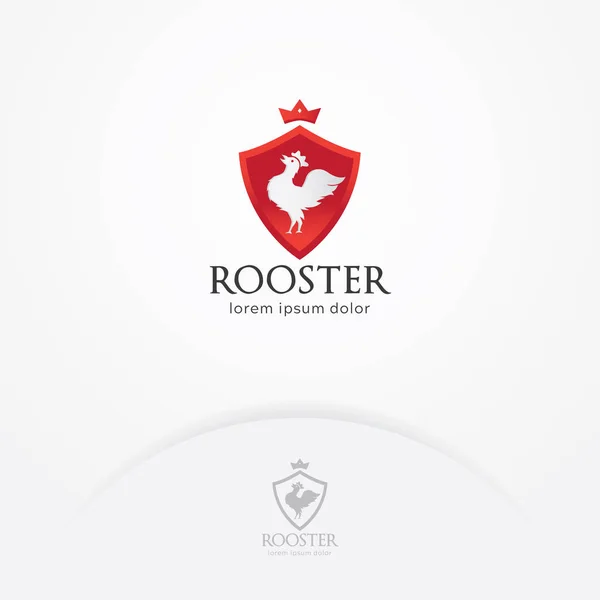 Shield Rooster Logo Vintage Badge Rooster Crown Animal Restaurant Food — Stock Vector