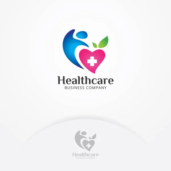 Logotipo Saúde Coração Corpo Símbolo Coração Saúde Humana Modelo Logotipo — Vetor de Stock