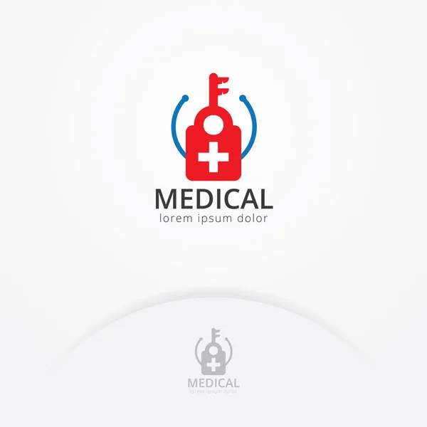Logotipo Chave Médica Logotipo Vetor Símbolos Chave Médicos Símbolo Saúde — Vetor de Stock