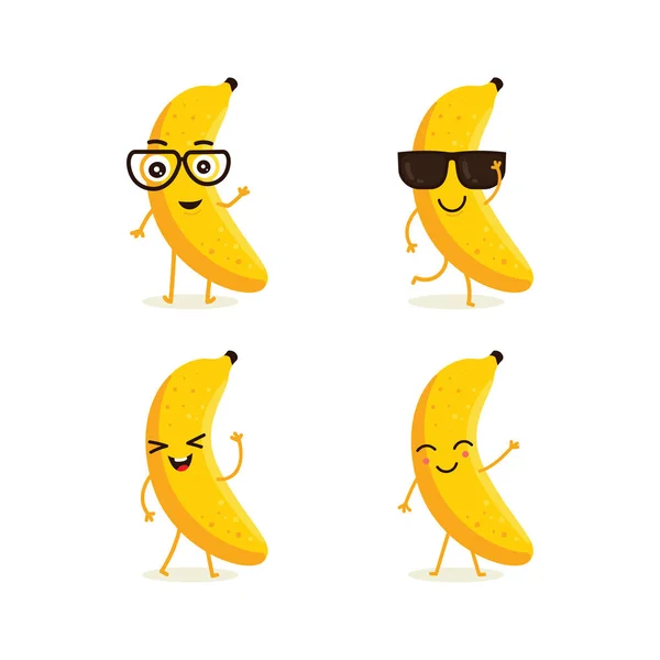 Aranyos Vektor Banán Gyümölcs Jellegű Érzelem Különböző Művelet Beállítása Banán — Stock Vector