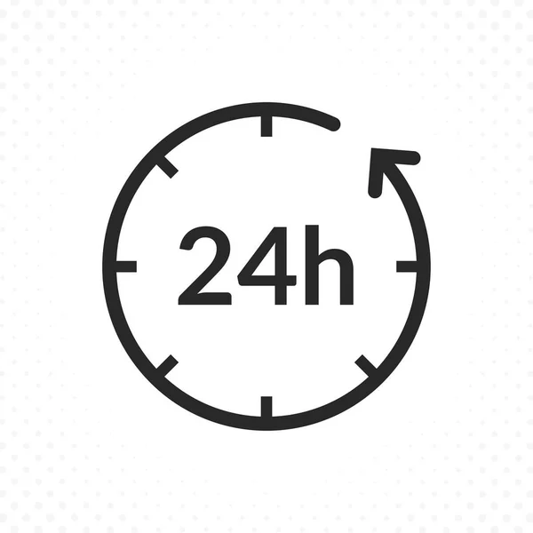 24小时图标 线性样式中带有箭头的时钟图标 二十四小时符号 呼叫服务图标 — 图库矢量图片