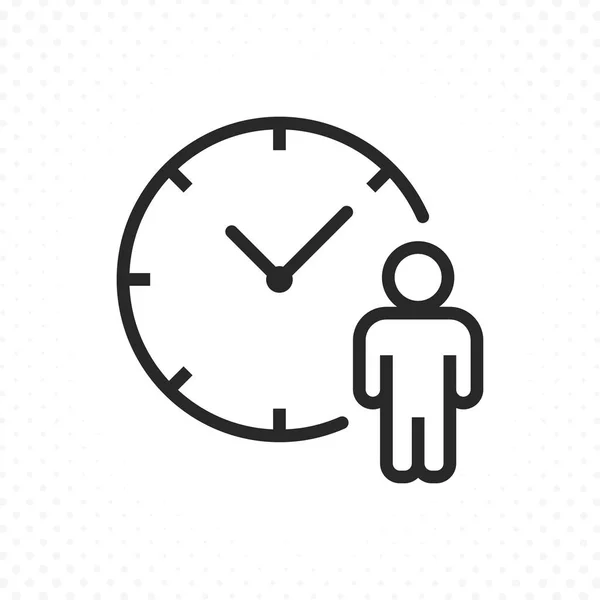 Icono Del Tiempo Espera Humano Con Símbolo Reloj Estilo Lineal — Vector de stock