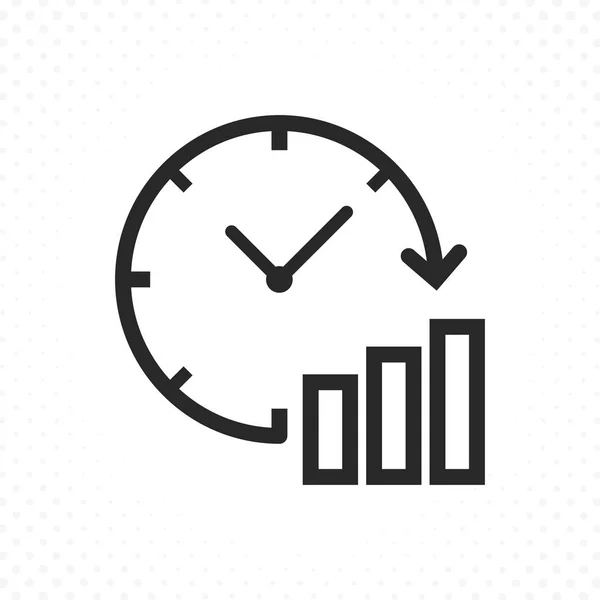 時計のグラフ アイコン 矢印や直線的なスタイルのグラフと時計のアイコン 時間とデータのシンボル 株式市場時間 ベクトルのアイコンの図 — ストックベクタ