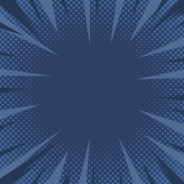Degrade yarı tonlu arka plan. Pop sanat vintage vektör degrade arka plan. Pop art retro komik, Vintage koyu mavi arka plan