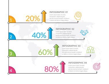 İş grafiği Infographic. Vektör infographics ince çizgi, zaman çizelgesi Infographic şablonu. Infographic şablonu seçeneğini veya iş sunumu için adım