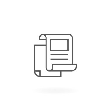 Gazete simgesi. Gazete veya makale simgesini ince çizgi stili. Bülten sembol tasarımı