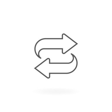 Exchange simgesi. Exchange ve dönüştürme, dönüştürme simge vektör sembolü. Çift yönlü ok sembolü. Oklar ince çizgi simgesi