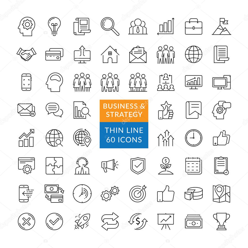 Set of Business strategy icons. Business Management and finance vector line icons. Simple collection of business related line icons. Marketing strategy icons