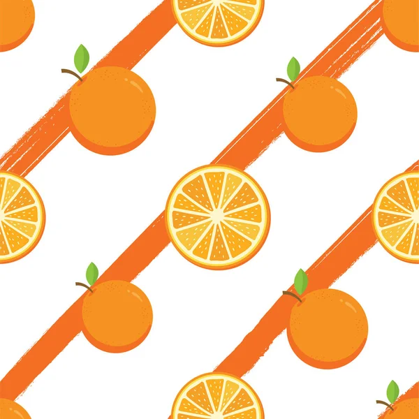 Бесшовный Рисунок Апельсиновыми Фруктами Векторный Оранжевый Фрукт Безморщинистый Узор Иллюстрация — стоковый вектор