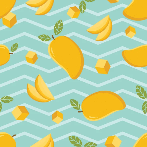 Mango Bezešvé Vzor Vzor Bezešvé Pozadí Žluté Mango Roztomilý Mango — Stockový vektor