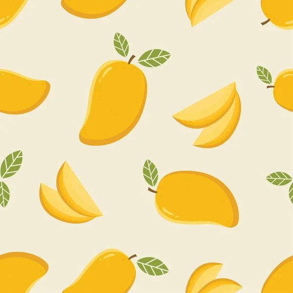Modello Senza Cuciture Con Mango Cartone Animato Mango Senza Soluzione — Vettoriale Stock