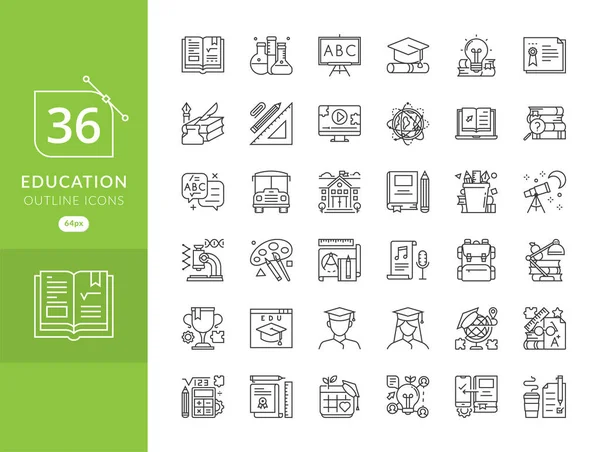 Set Vector Line Icons Flat Design Education University Education Icon — Stock Vector