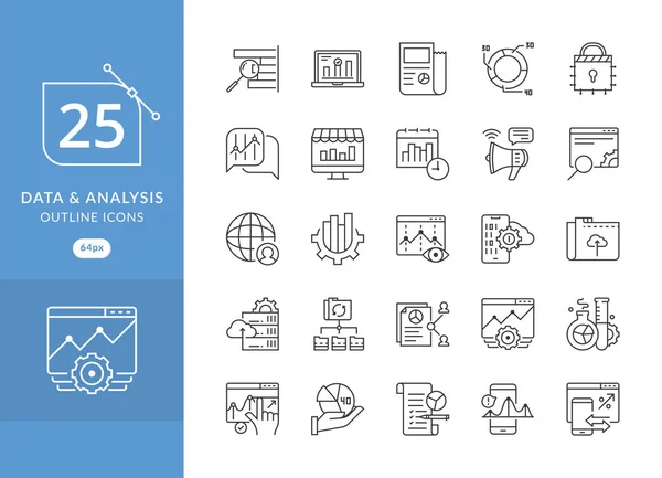 İş Analizi simgeler. Veri Analizi basit bir set vektör hat simgeleri ile ilgili. Analitik veri simgesi ayarla, grafik, grafik, filtre, analiz, araştırma, büyüme ve daha fazla simgeler dahil