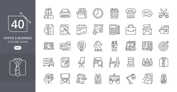 Business Office Icon Set Set Business Office Related Vector Line — Stock Vector
