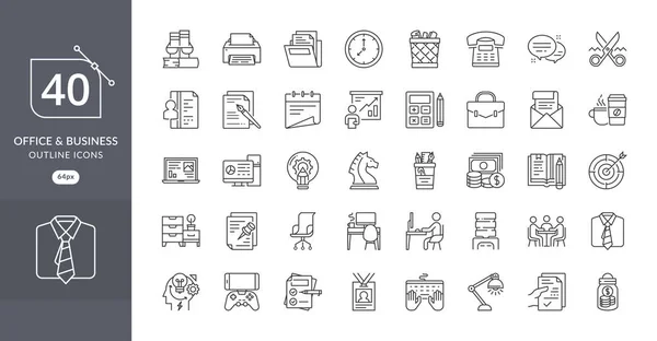 Conjunto Iconos Oficina Conjunto Iconos Línea Vectorial Relacionados Con Oficina — Archivo Imágenes Vectoriales