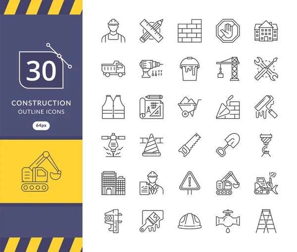 Simple Set Construction Related Vector Icons Linear Construction Icon Set — Stock Vector