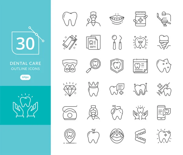 Vector Dental Medicine Thin Line Icons Modern Thin Line Icons — Stock Vector