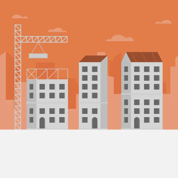 Építési Városkép Háttér Koncepciója Város Építési Épületek Vektoros Illusztráció Daruk — Stock Vector