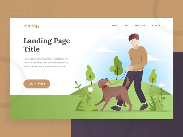 Landing Page Template Pet Care Modern Flat Design Concept Web — Stock Vector