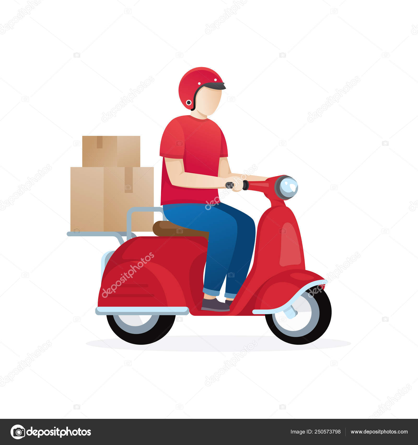 Delivery Service Illustration Delivery Boy Ride Scooter Motorcycle - Main Image