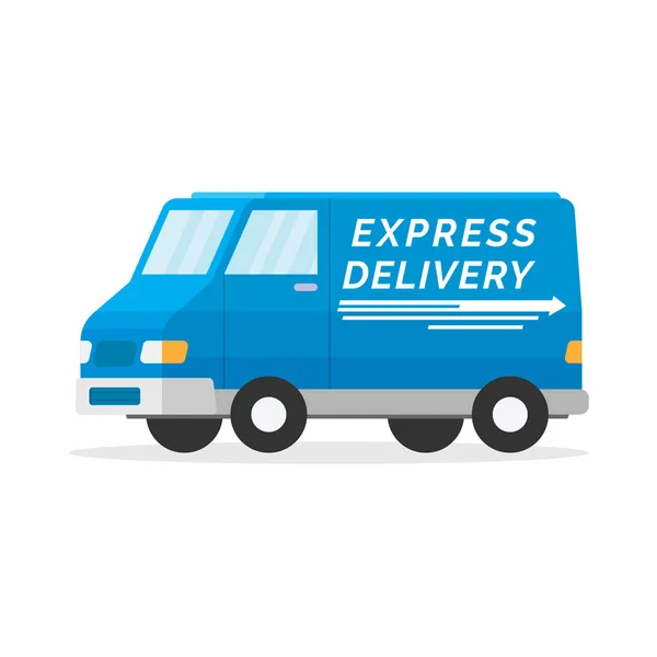 Delivery Van Shadow White Background Flat Style Vector Illustration Delivery — Stock Vector