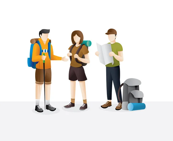 Grupo de viajeros caminando — Vector de stock