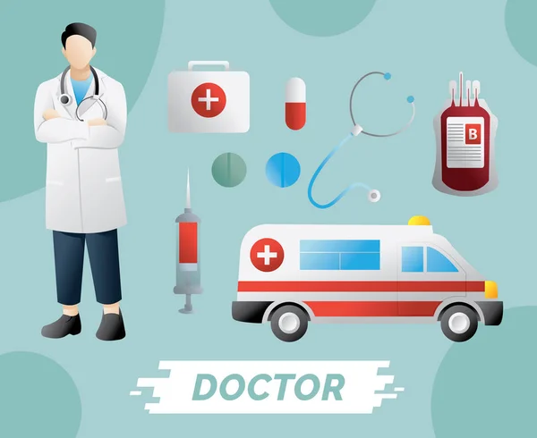 医疗器械急救包和药品 — 图库矢量图片
