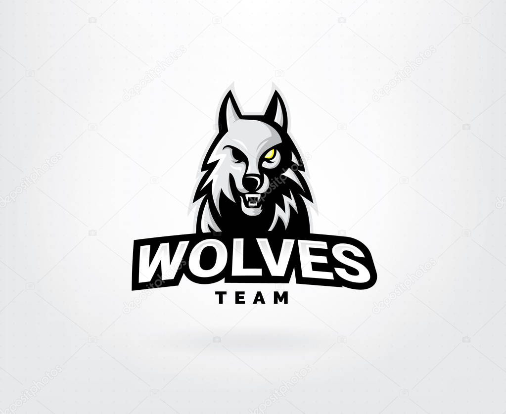 Professional wolf logo for a sport team. Wolves logo mascot sport illustration. Modern vector illustration template