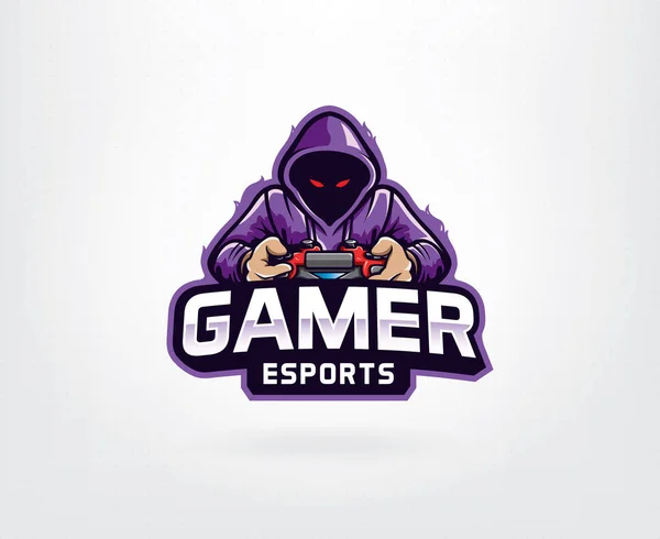 Gamer mascota logo diseño vector — Archivo Imágenes Vectoriales