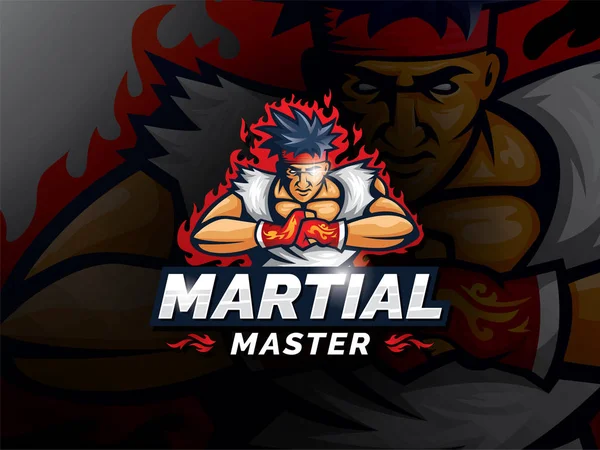 Arte marcial mestre esporte logotipo modelo — Vetor de Stock
