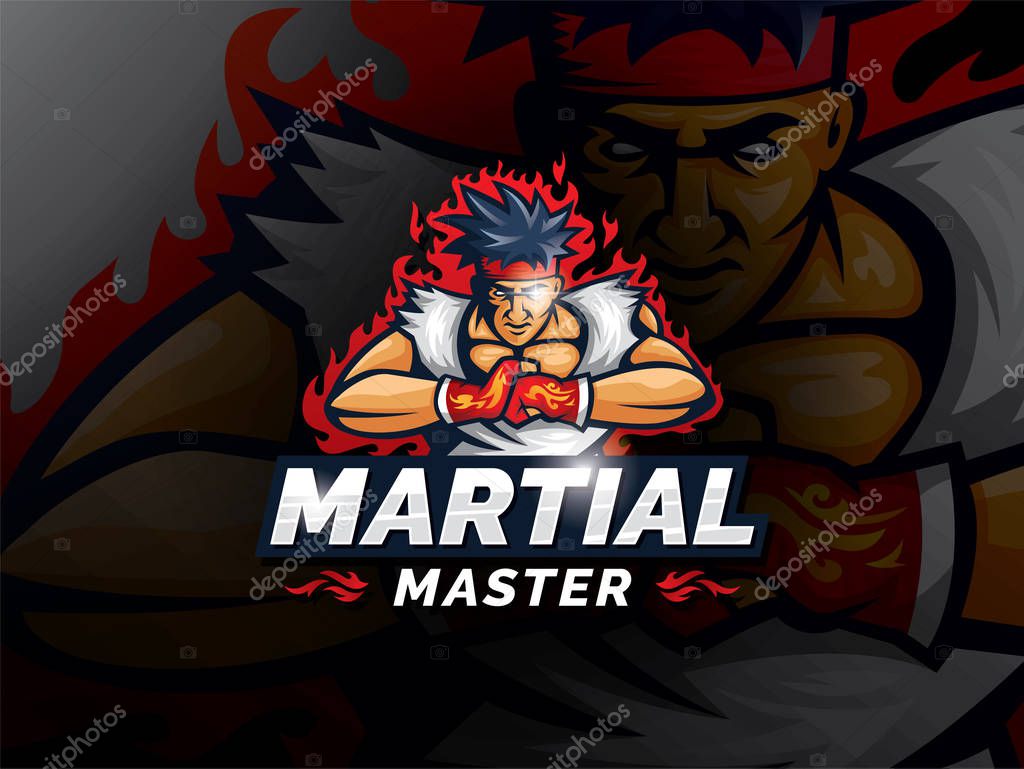 Club sport style mascot design. Fighters prepare to fight. Mascot character vector illustration template