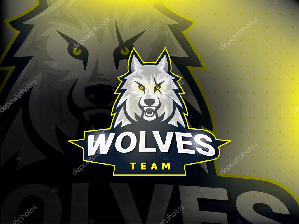 Professional wolf logo for a sport team. Wolves logo mascot sport illustration. Modern vector illustration template