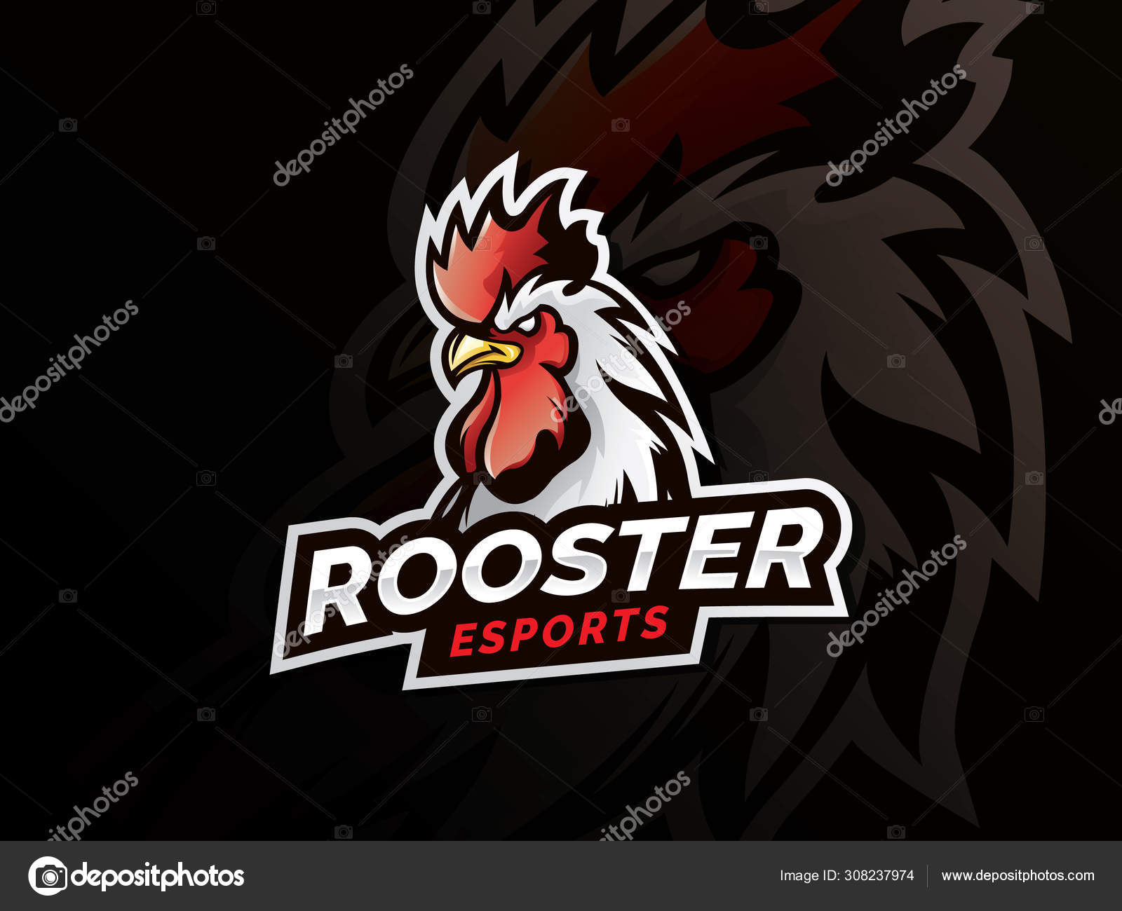 Diseño del logo del deporte mascota gallo Vector de stock