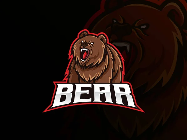 Bear Mascot Esport Logo Design Bear Animal Mascot Vector Illustration — Stock Vector